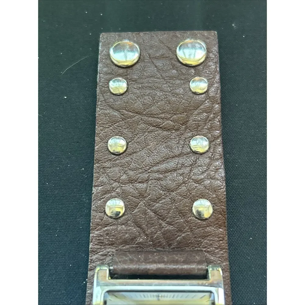 Silver Tone Brown Strap Band Women’s Quartz Watch
